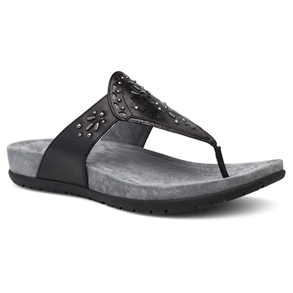 NWT DANSKO Benita Full Grain Black Leather Thong Sandals